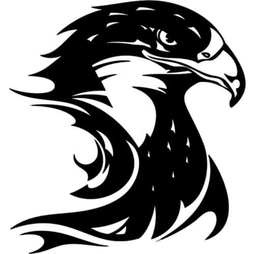Fire Flame Eagle Hawk Head Decal Car Sticker Vinyl Car Styling Accessories Black/Silver 13.3*14.2CM