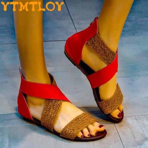 Ladies Sandals Summer Flat Heel Ethnic Bohemian Retro Chaussures FemmeFlat Women Shoes