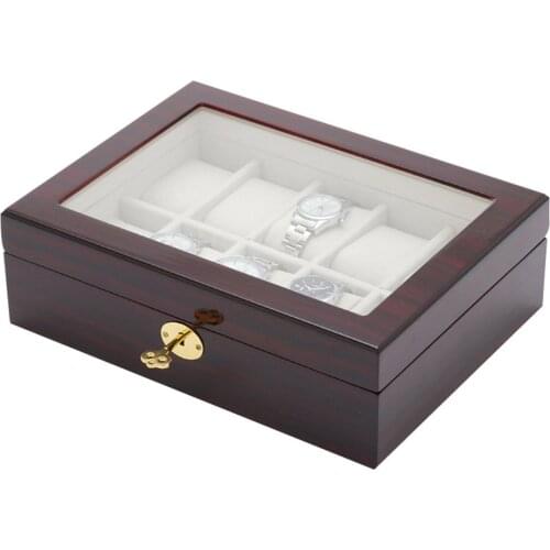 Wooden Watch Box Storage Box With Key Open Window Watch Storage Box Paint Spray Paint W129 Professional Fashion
