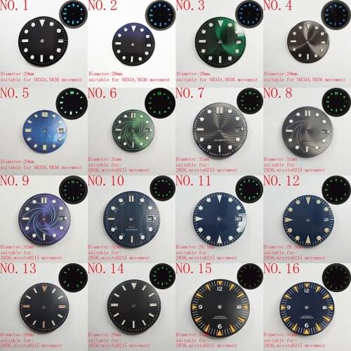 Watch Parts 29-31mm Sterile Dial Luminous Watch Dial Luminous Suitable For NH35 ETA 2836 2824 Mingzhu 2813 Miyota 8215 movement