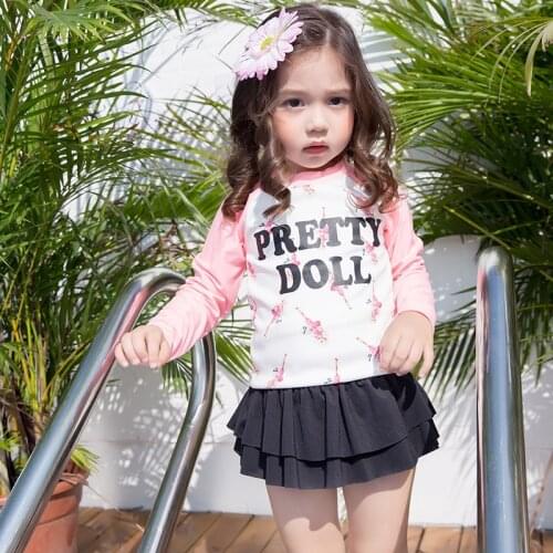 Kids Swimwear Summer Baby Girls Bikini Suit Letters Printed Long Sleeve Swimsuit Boys Bathing Suits One-Piece Swimming Clothes