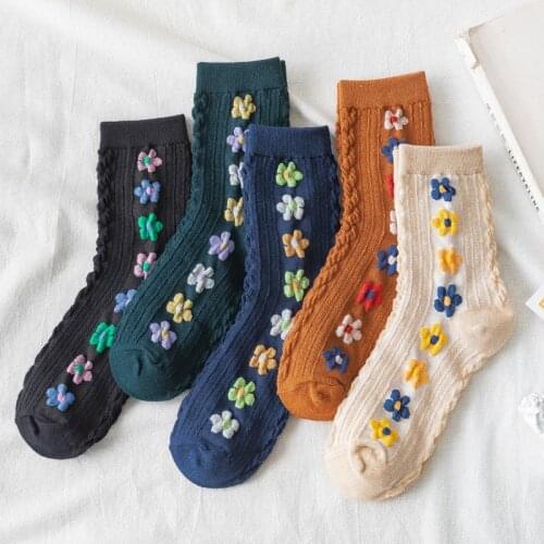 Womens Girls Flower Socks Cute Kawaii Socks 1 Pair Harajuku Womans Fashion Socks Lolita Casual Sox Coloeful Socks Wholesale