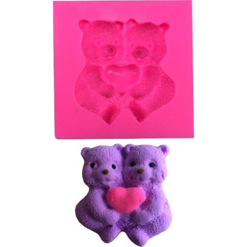 Bears shaped 3D fondant cake silicone mold soap candle polymer clay molds chocolate pastry candy making decoration tools F00386