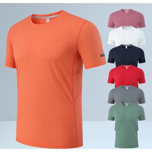 Summer Running T Shirt for Men Quick Drying Jogging Breathable Sports Walking Fitness T Shirts Outdoor Exercise Badminton Shirt