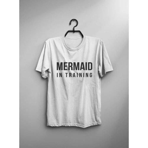 Mermaid in training letter printed T-shirt 100% cotton graphic beach summer tshirts vacation short sleeve sea top tees for women