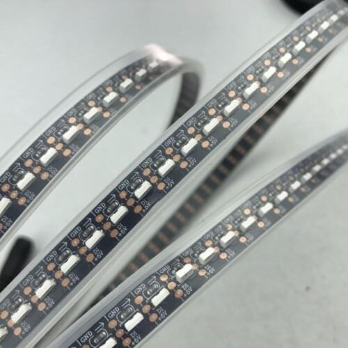3m/roll 144LEDs/m DC5V SK6812-4020 side-emitting addressable led flexible strip;waterproof in silicon tube;IP66;black pcb