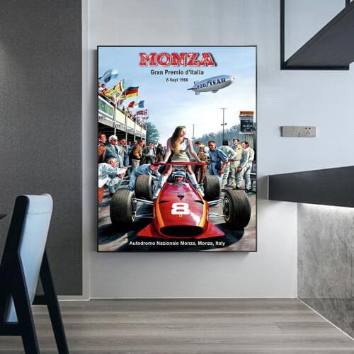 Grand Prix 1968 In Monza Poster Painting Canvas Print Nordic Home Decor Wall Art Picture For Living Room Frameless