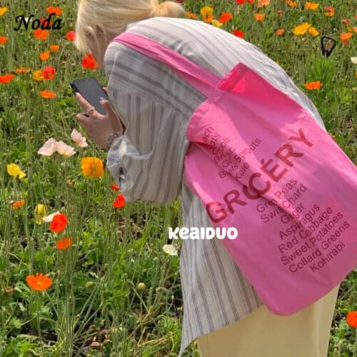 Nice Rose Pink Niche French Letter Shoulder Bag Eco-friendly Thin Section Drape Cloth Bag Cloth Bag Sail Cotton