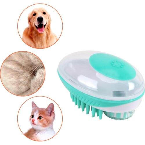 Cleaning Tool Pet Supplies Puppy Massager Silicone Pet Dog Bath Brush Comb Pet SPA Massage Brush Easy Shampoo Dispenser