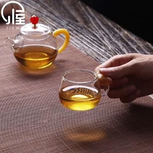 JIEWU Japanese Style 6 pieces Glass Tea Cup Handmade Thickened Glass Tea Cup 2021 New Hot Office Home Kitchen Accessories