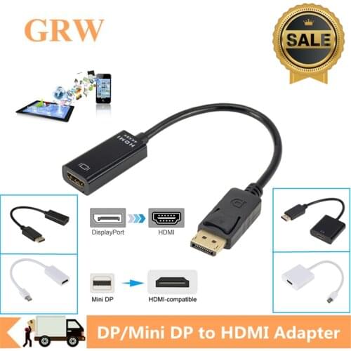 Grwibeou 4K 1080P DP to HDMI Cable Adapter DP Male To HDMI Female For Laptop PC 4K 1080P Display Port to HDMI Cable Adapter