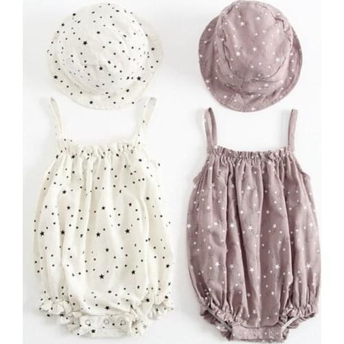 Bobora Baby Girls Clothes Summer Sunsuit Print Princess Rompers+Sun Hat Brief Set Infant Outfit Jumpsuit Clothes