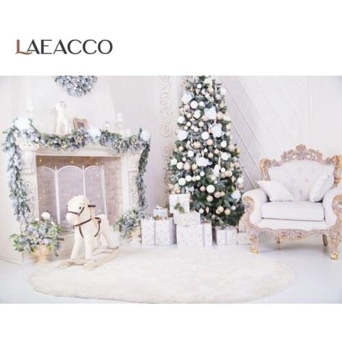 Laeacco Photo Backdrops Christmas Tree Fireplace Armchair Gift Baby Toys Child Interior Photo Backgrounds Photocall Photo Studio