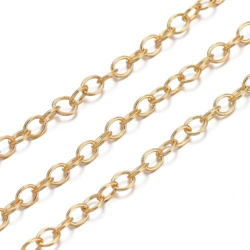 2x1.5x0.5mm Brass Cross Chains for Bracelet Necklace Making DIY Jewelry Come On Real about 92m/roll
