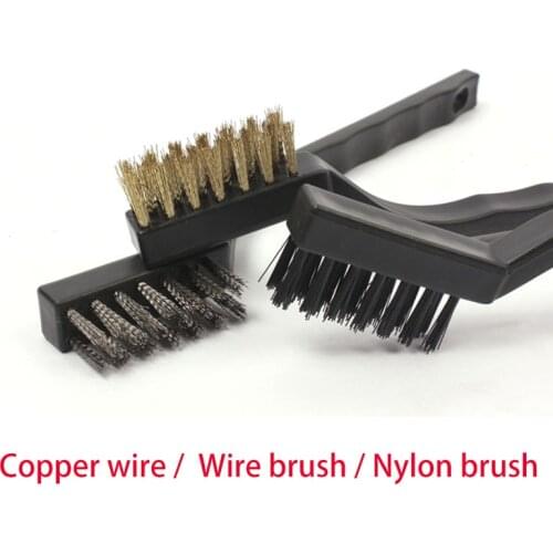 Mini Stainless Steel Remove Rust Brushes Brass Cleaning Polishing Detail Metal Clean Tools Home Kits Wire Brush Set Nylon