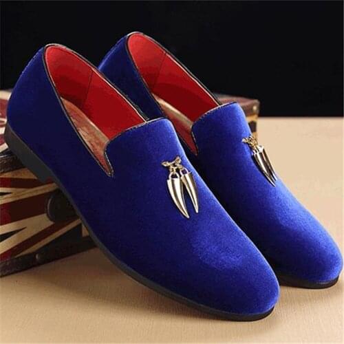 OLOMLB Mens Velet Metal Decor Loafers Mocassin Homme Driving Casual Summer Shoes Plus Size 3Colors 38-47