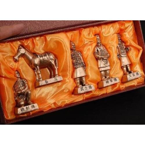 Sets Terracotta Warriors and Horses Model of Qin Terracotta Warriors Setting up Tourist Souvenirs Wind Resin decoration 5PC SET