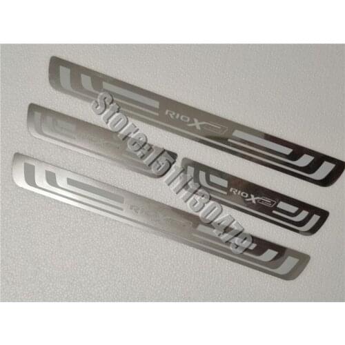 For RIO X Line X-Line Door Sill Cover Sticker Stainless Steel Door Sill Scuff Plate For Kia Rio X Line X-Line 3 2017-2020