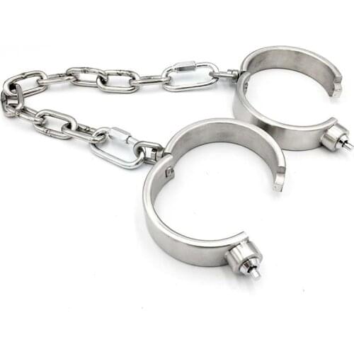 Stainless Steel Handcuffs Ankle Cuffs BDSM Bondage Torture Fetish Sex Toys For Men Woman Slave Adult Games Restraints Goods Shop