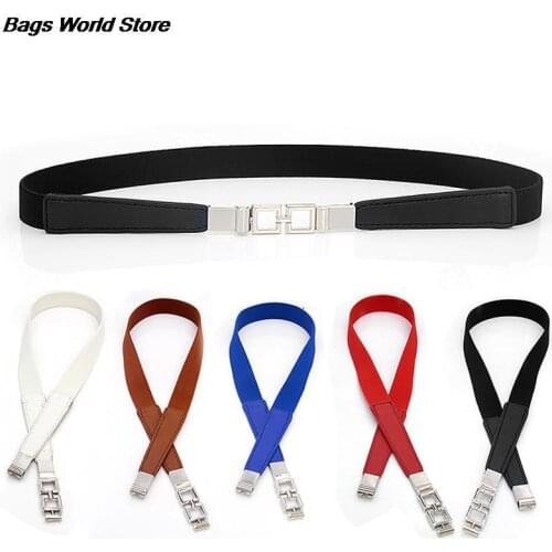 New 1Pc Fashion Women PU Black White Waist Band Thin Elastic Waist Belt Dress Apparel Accessories Cinturon Mujer