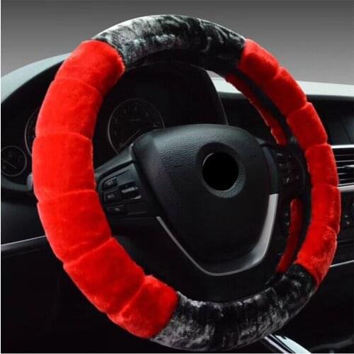 New 38cm Car Steering Wheel Cover Short Plush Winter Warm Steering Wheel Cover Plush Four Seasons Universal