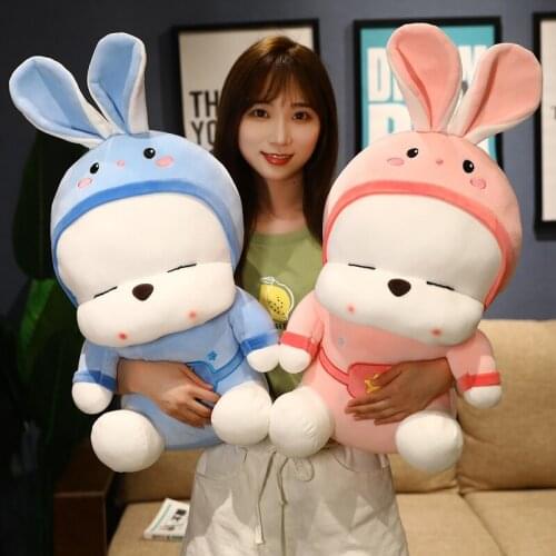 Creative New Starry Sky Rogue Rabbit Cute Hooded Rabbit Soft Stuffed Animals Doll Cartoon Plush Toys for Children Kids Gift