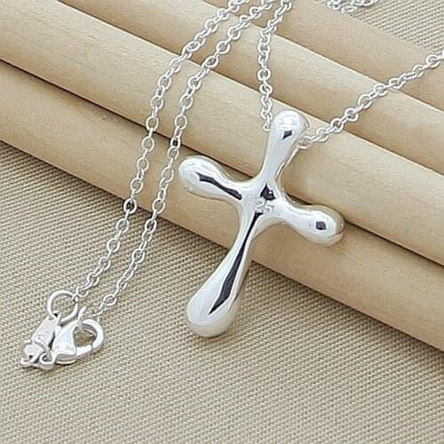 BABYLLNT Pendant Necklace New 2019 Silver 925 Jewelry Simple Cross Chain Necklace For Women Men Christmas Gift