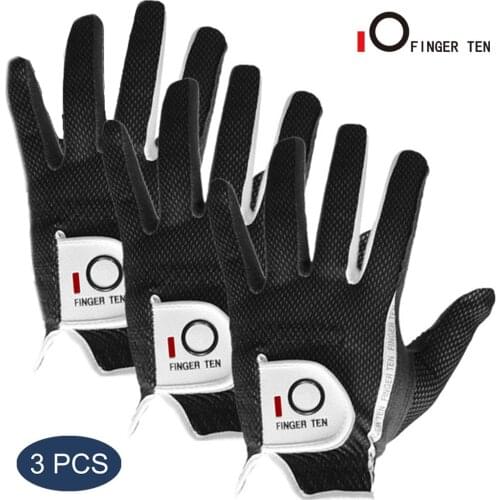 Left Hand Right Golf Gloves Men 3 Pcs Performance Mesh Non-Slip Soft Micro Breathable Black Gray Green Glove Drop Shipping