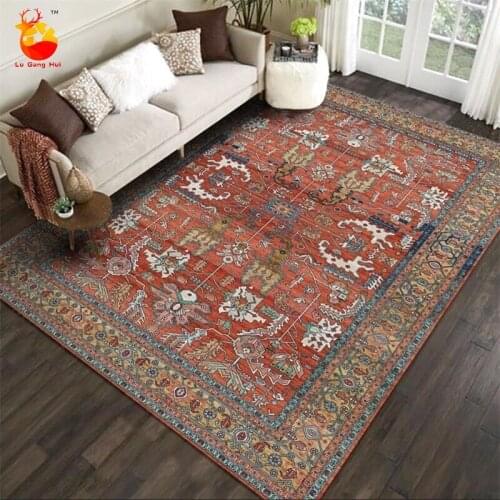 Retro Persian Style Red Geometric Ethnic Style Living Room Bedroom Kitchen Bedside Carpet Floor Mats