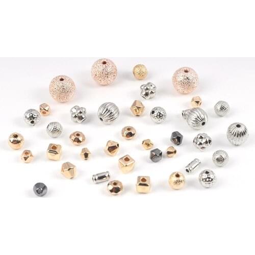 50-100Pcs/Lot Plastic Charms Beads DIY Accessories CCB Matte Round Flower Tube Loose Spacer Beads For Jewelry Making Supplies