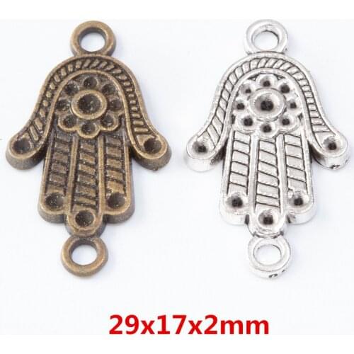 30 pieces of retro metal zinc alloy Hand double hanging connector pendant for DIY handmade jewelry necklace making 7567