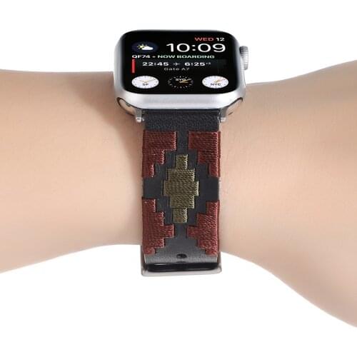 New Woven Leather Strap for Apple Watch Band 6 5 4 3 2 1 SE Genuine Leather Watchband 44mm 40mm 42mm 38mm Bracelet for iWatch