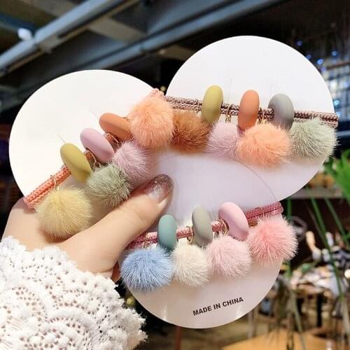 FACEINS Fashion Plush Ball Tying Hair Tie For Women Simple Hair Band Rubber Girl Headdress Fairy Hairties For Hair Accessories