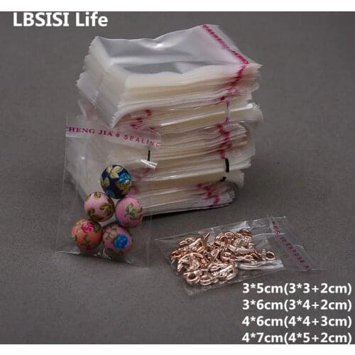 LBSISI Life 1000pcs 4*6cm Small Clear Opp Packing Bags Packaging Self Adhesive Bags Plastic Jewelry Gift Bag OEM Size