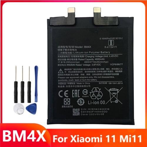 Xiao Mi Original Replacement Phone Battery BM4X For Xiaomi 11 Xiaomi11 Mi11 Mi 11 Rechargable Batteries 4710mAh With Free Tools