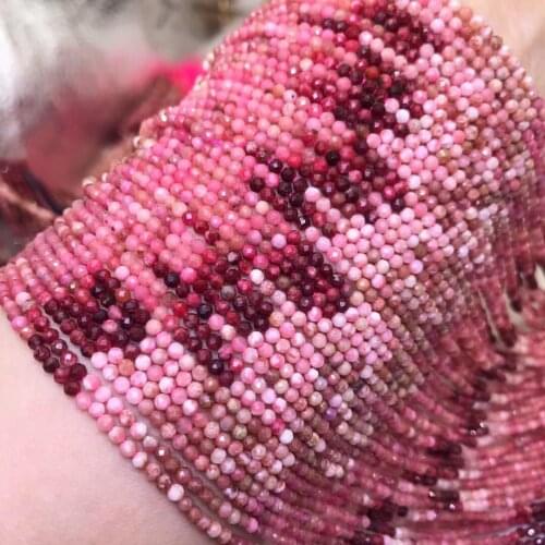 LOOSE BEADS pink Rhodochrosite 2mm round faceted Gradient color Wholesale for DIY jewelry necklace 36cm