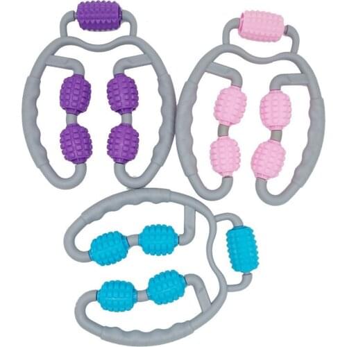 U Shape Trigger Point Massage Roller for Arm Leg Neck Muscle Tissue for Fitness Gym Yoga Pilates Sports 4 Wheel Face Lift Tool