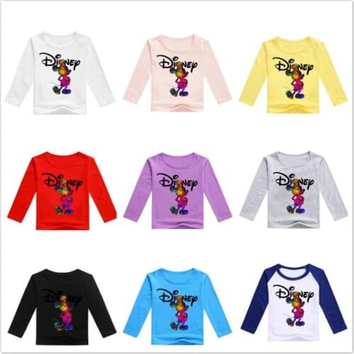 Spring Children Cartoon Disney Mickey Mouse Print Long Sleeve T Shirts Baby Boy Clothes Kid Girl Top Tee Baby Costume Sweatshirt