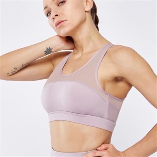 Shi Nuoxuan mesh stitching sports womens bra type double-sided nylon running beauty back shockproof bra fitness yoga wear