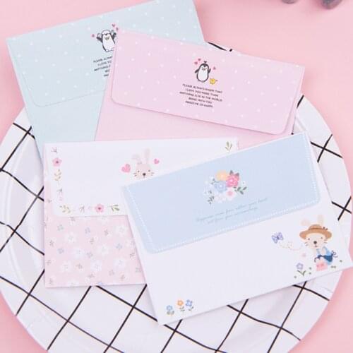 1set/lot 92*135mm Cartoon Mini Four Selections Two Envelope And Four Paper Letter Gifts Supplies Envelopes For Invitations