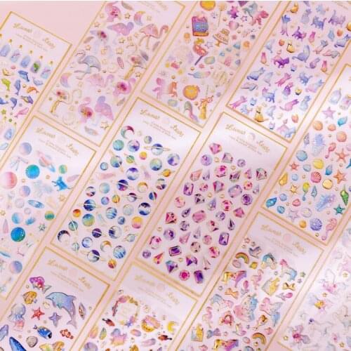 1piece Cute Flower Drop Glue Sticker Planet Mobile Phone Decoration Sticker Journal Scrapbook Office For School Stationery