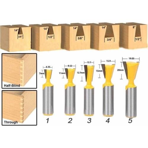 1Pcs 12.7mm Shank Dovetail Joint Router Bits Woodworking Engraving Bit Milling Cutter for Wood