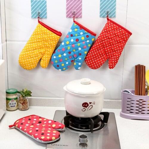 1PC Oven Mitts Anti-Hot Microwave Oven Mitten Gloves Heat Resistant Terylene Cotton Kitchen Cooking Baking Tools