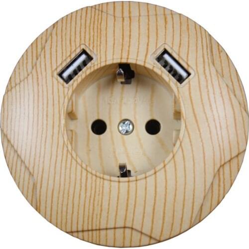 2019 new style USB Wall Socket Free shipping Double USB Port 5V 2A wood tree color outlet usb murale steckdose FC-01