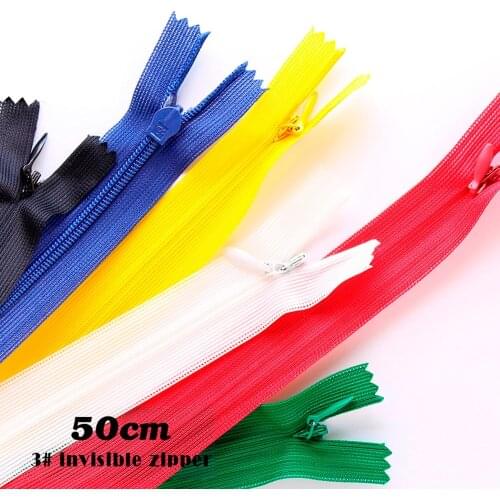 3# nylon invisible zipper 50cm for sewing accessories sewing zippers for handwork tailoring materials lace zips zipper repair