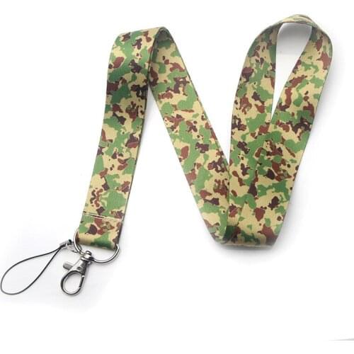 30pcs Camouflage Lanyard Keys Phone Holder Funny Neck Strap With Keyring ID Card DIY Animal webbings ribbons Hang Rope