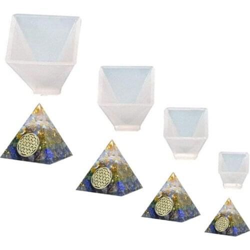 4 4 Pack Pyramid Jewelry Casting Molds Silicone Resin Jewelry Molds for DIY Jewelry Craft Making, The Multi-Faceted Silicone