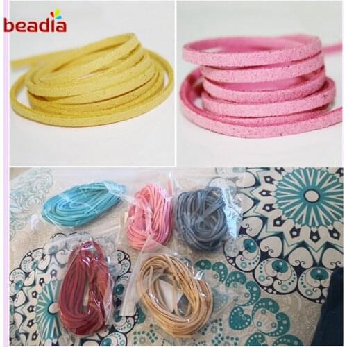 4m/bag Multicolor Flat Faux Suede Korean Velvet Leather Beading Cord Strape Thread DIY Bracelet Jewelry Tassel Earrings Crafts