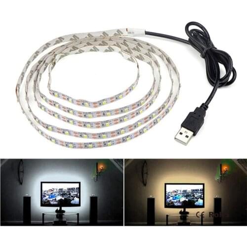 5V 1M 2M 3M 4M 5M USB Cable Power LED strip light lamp SMD 3528 Christmas desk Decor lamp tape For TV Background Lighting
