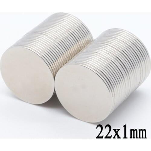 50pcs 22x1mm N35 Super Strong 22mm x 1mm Powerful Disc Round Magnet Rare Earth Permanent Neodymium Magnets